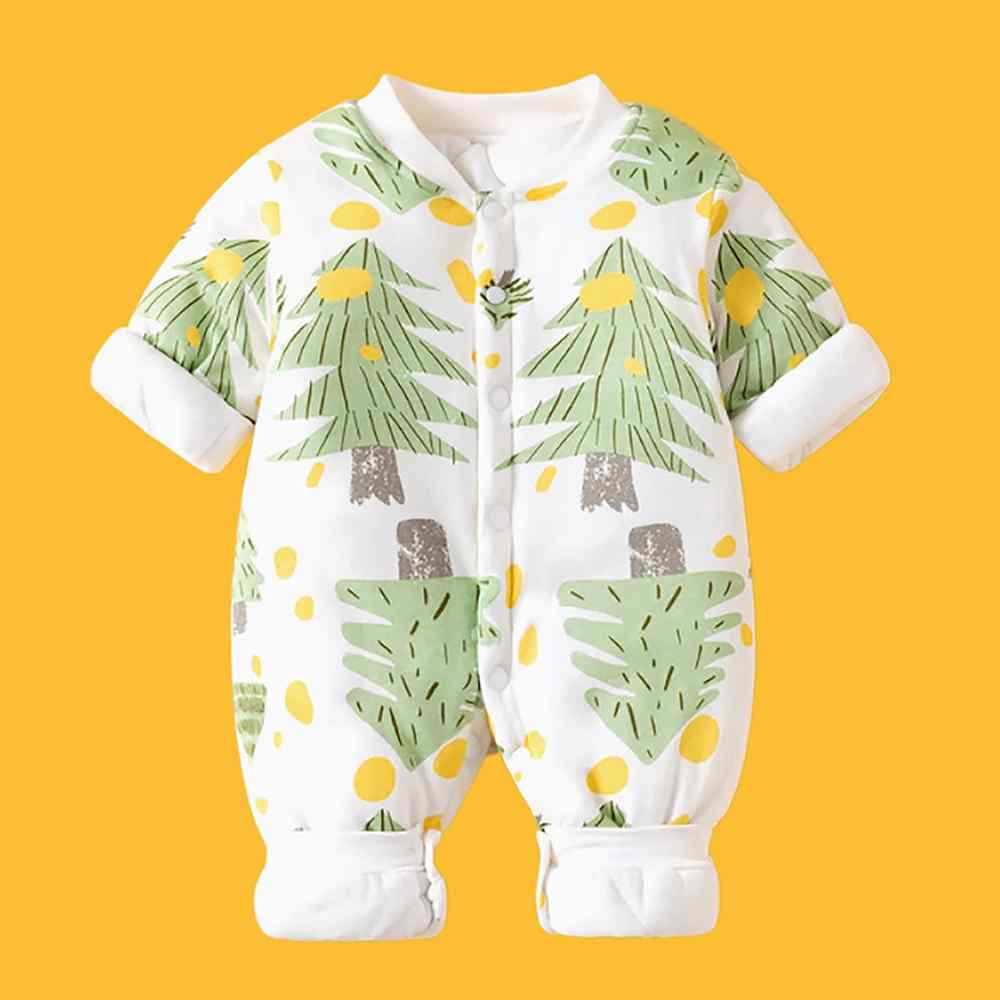 Green XMAS tree full sleeves jumpsuit style Romper,  for Tiny Toddlers