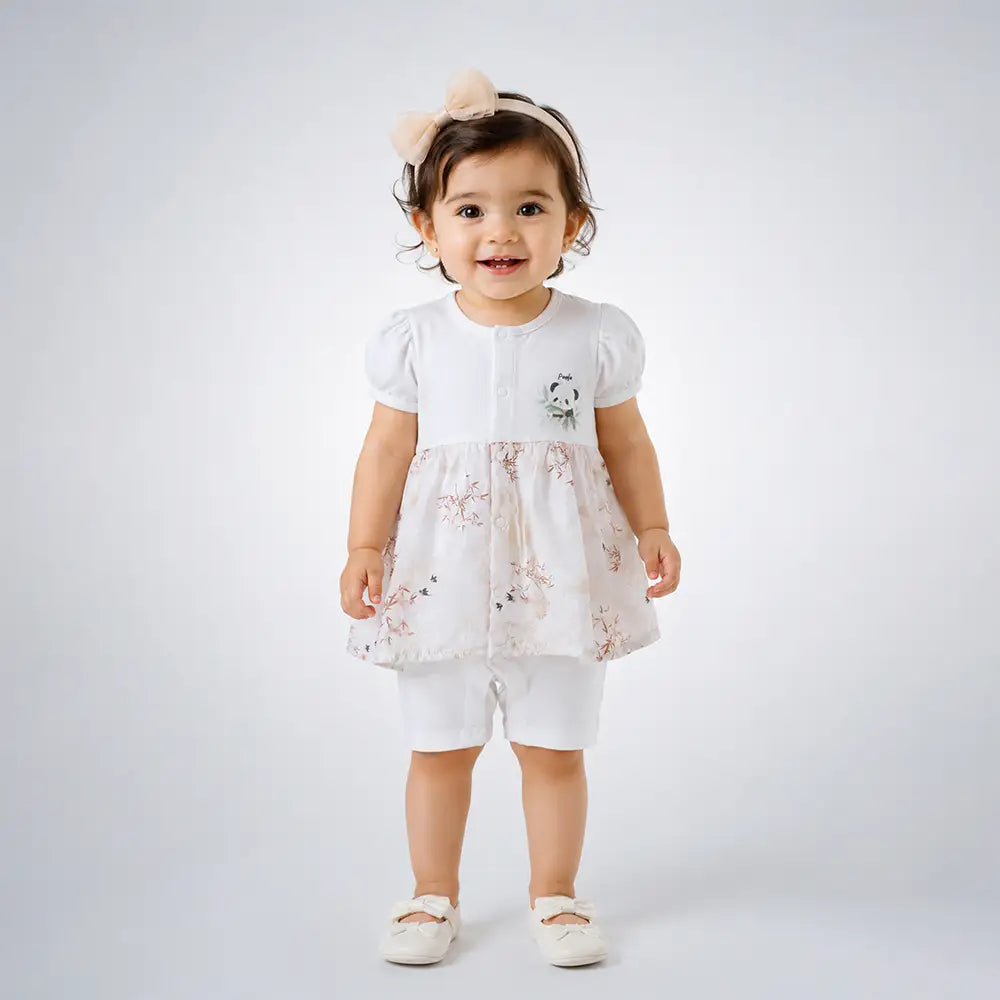 Panda Bamboo Frock-Style Romper for Tiny Toddlers