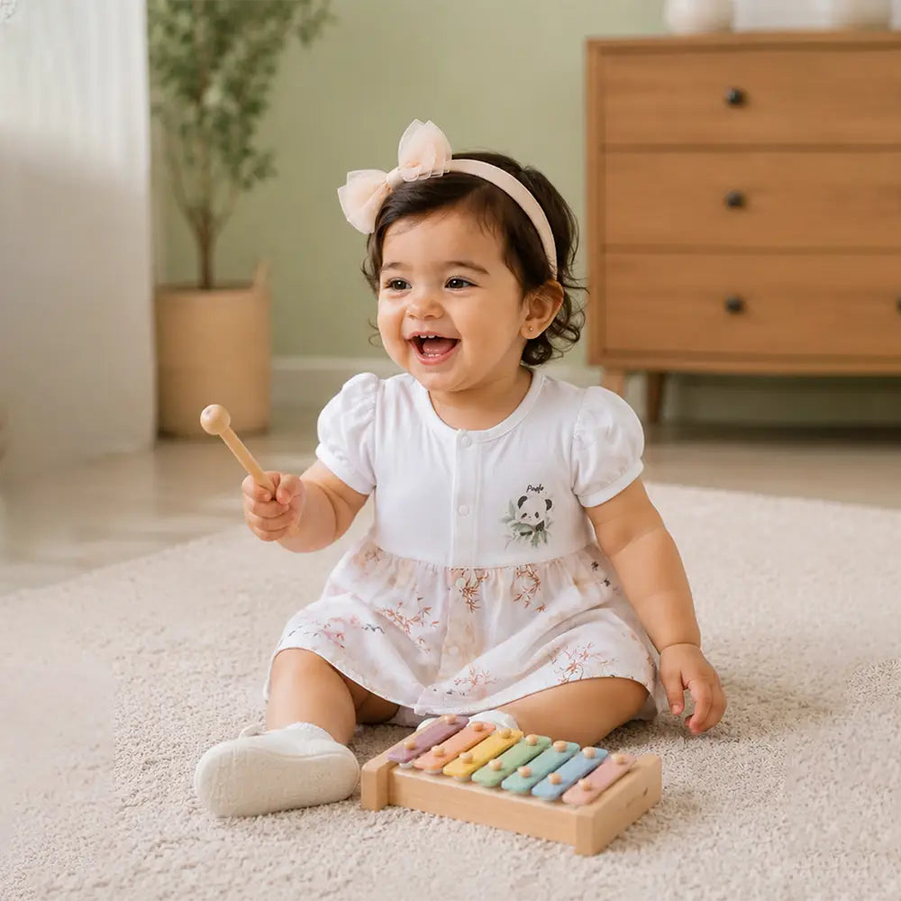 Panda Bamboo Frock-Style Romper for Tiny Toddlers