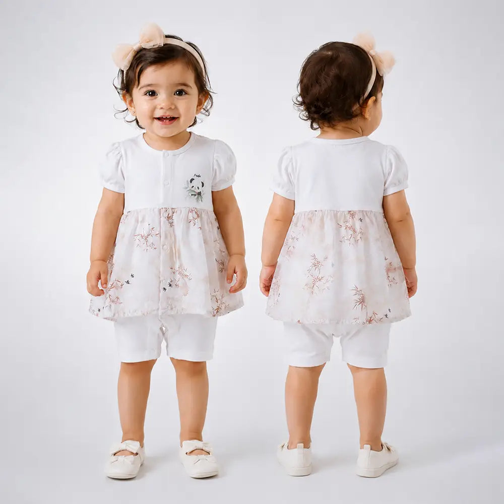 Panda Bamboo Frock-Style Romper for Tiny Toddlers