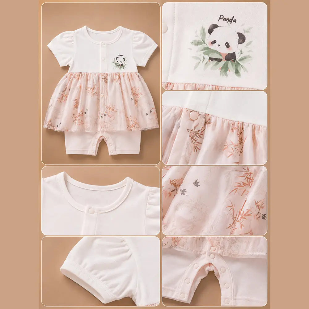 Panda Bamboo Frock-Style Romper for Tiny Toddlers