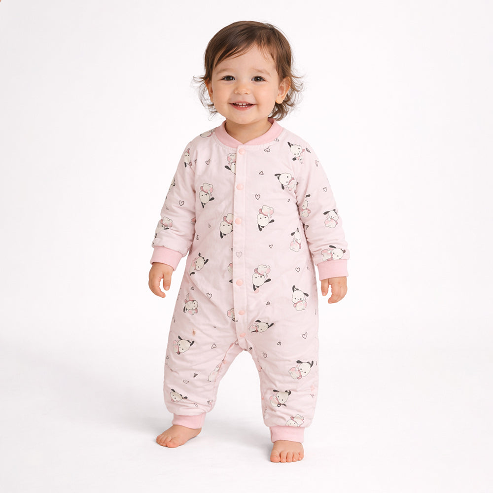 Pink bunny and Hearts Full Sleeves Jumpsuit Romper for Tiny Toddlers