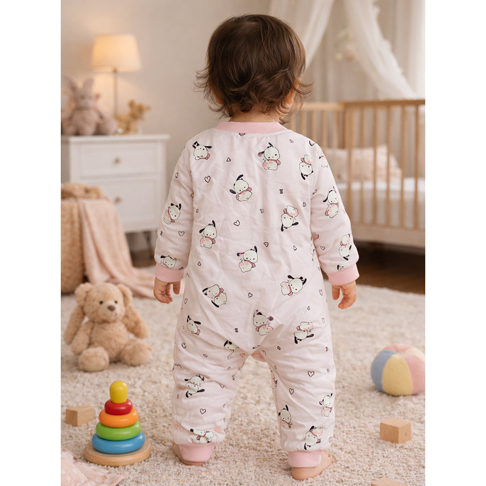 Pink bunny and Hearts Full Sleeves Jumpsuit Romper for Tiny Toddlers