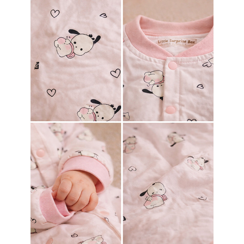 Pink bunny and Hearts Full Sleeves Jumpsuit Romper for Tiny Toddlers