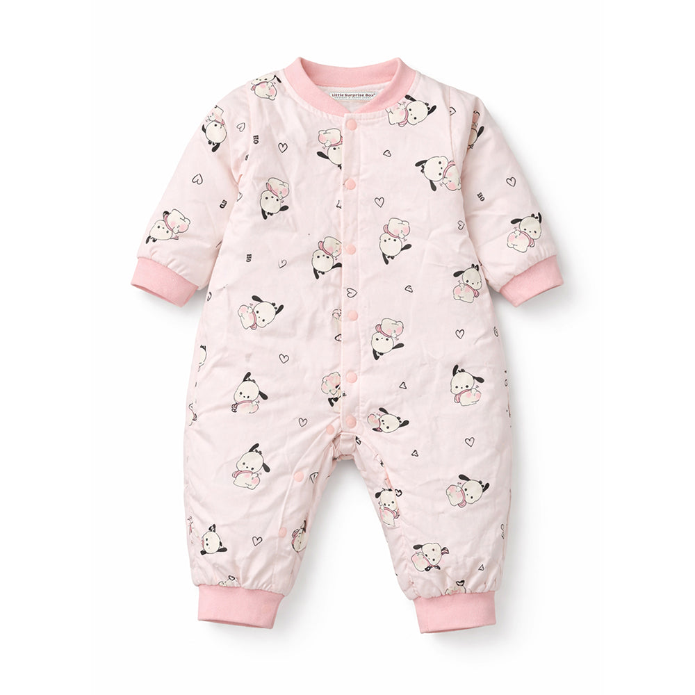 Pink bunny and Hearts Full Sleeves Jumpsuit Romper for Tiny Toddlers