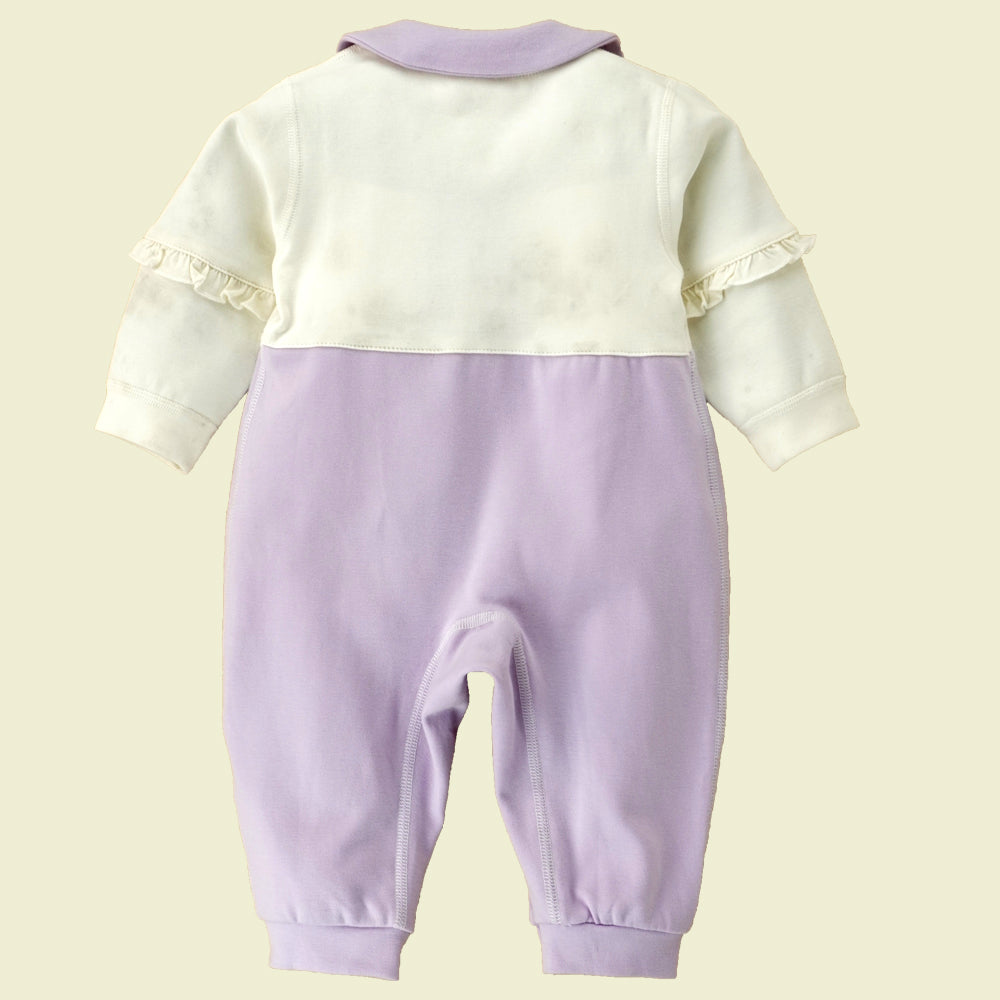 Purple & Cream  Butterfly full sleeves jumpsuit style Romper for Tiny Toddlers