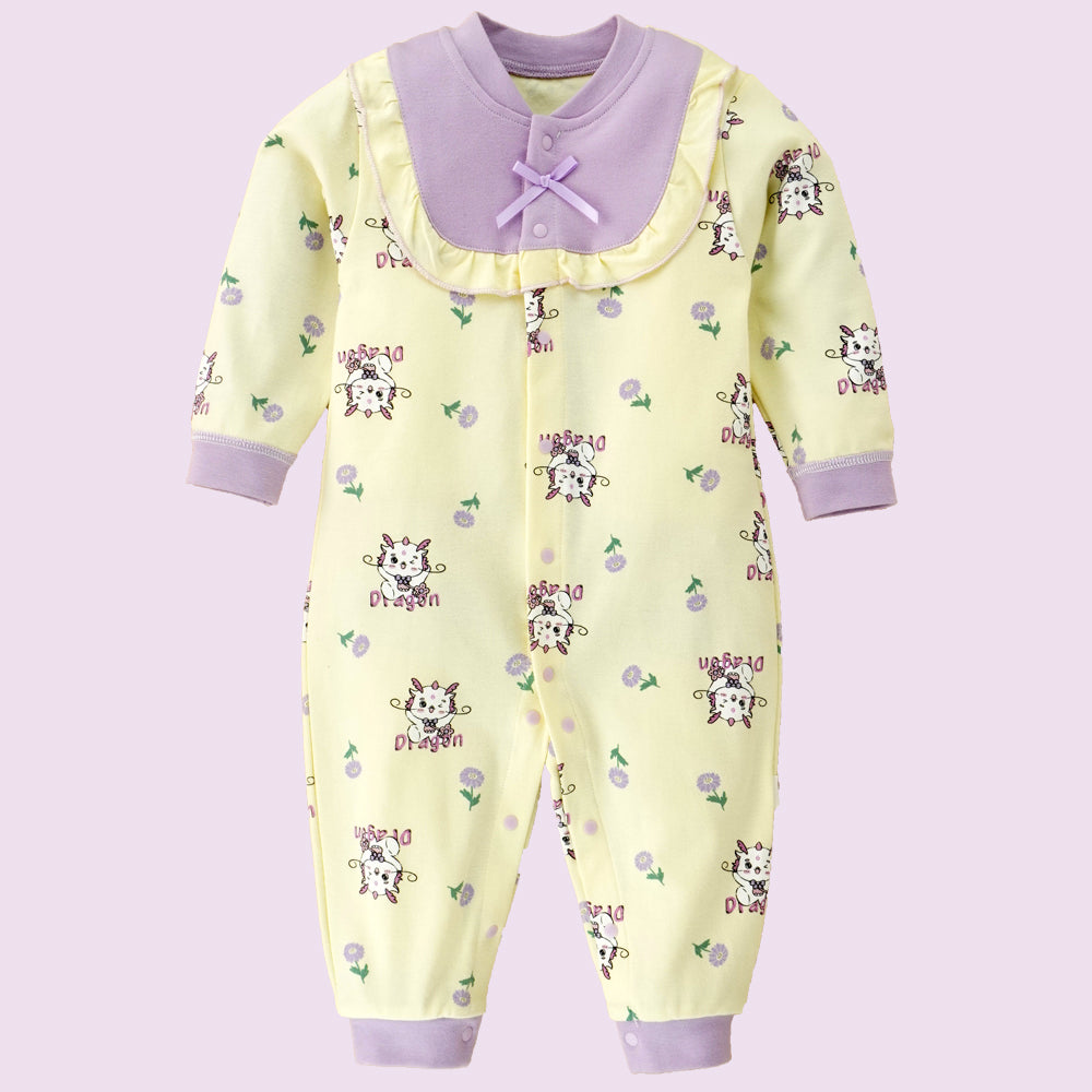 Purple Baby Dragon full sleeves jumpsuit style Romper for Tiny Toddlers