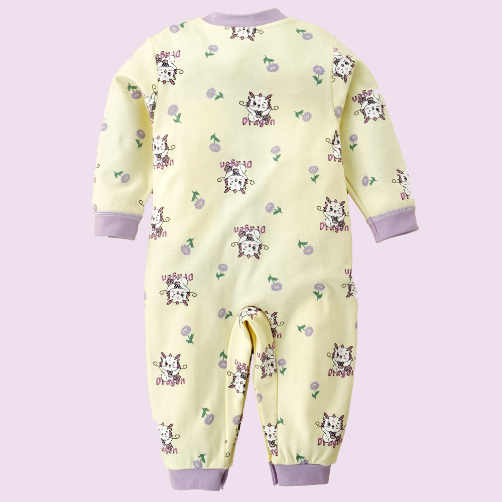 Purple Baby Dragon full sleeves jumpsuit style Romper for Tiny Toddlers