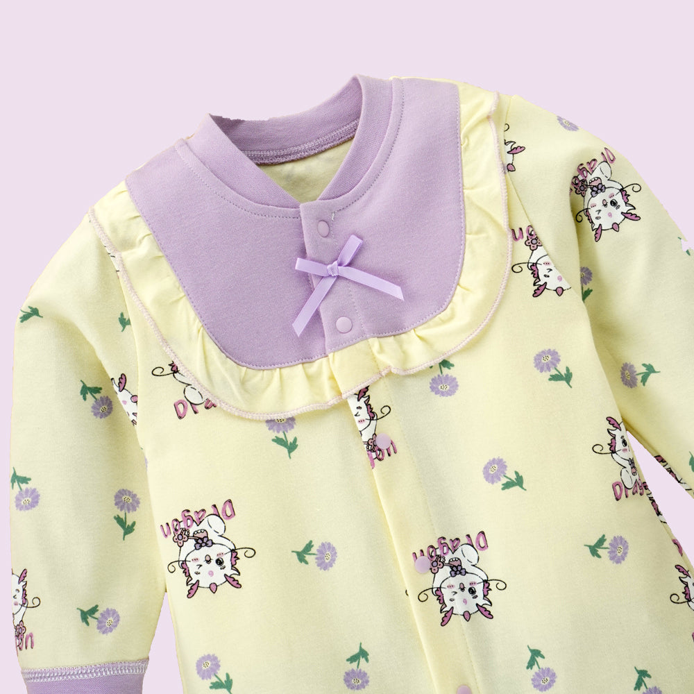 Purple Baby Dragon full sleeves jumpsuit style Romper for Tiny Toddlers