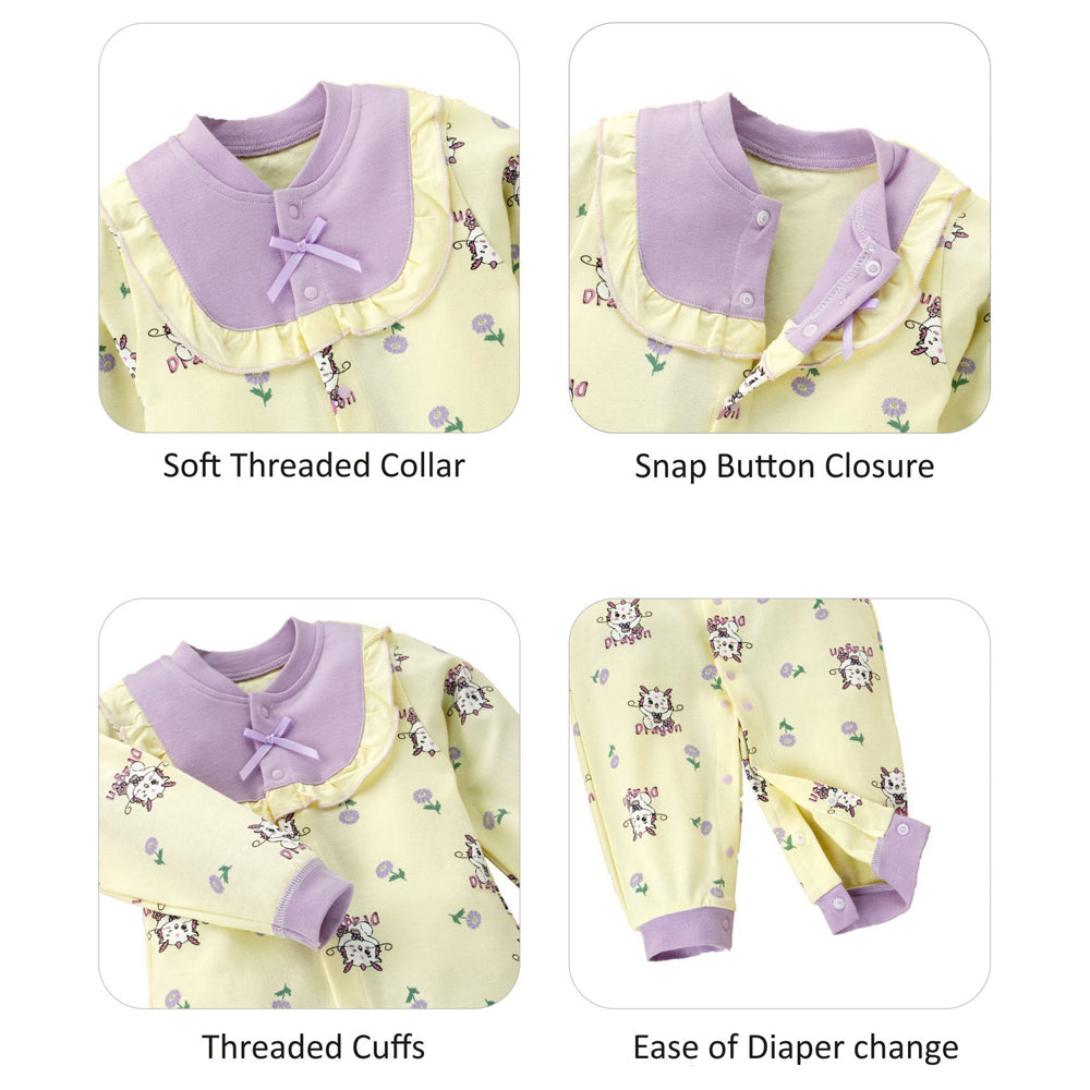 Purple Baby Dragon full sleeves jumpsuit style Romper for Tiny Toddlers