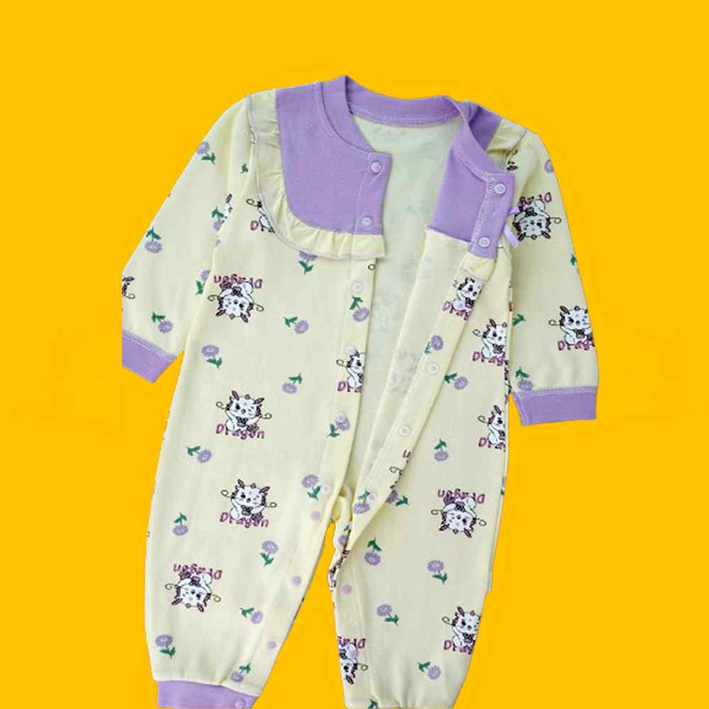 Purple Baby Dragon full sleeves jumpsuit style Romper for Tiny Toddlers