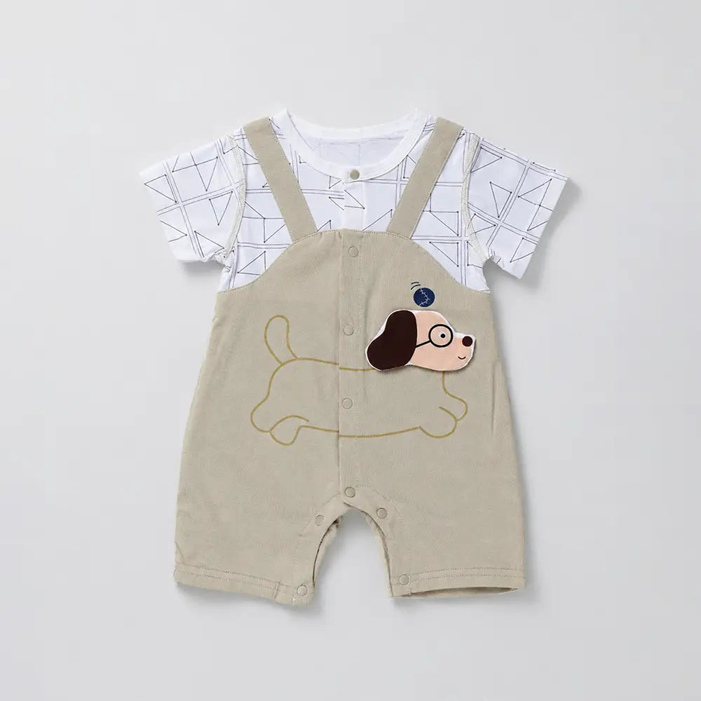 Smart 3D Puppy Face Suspender-Style Romper for Tiny Toddlers