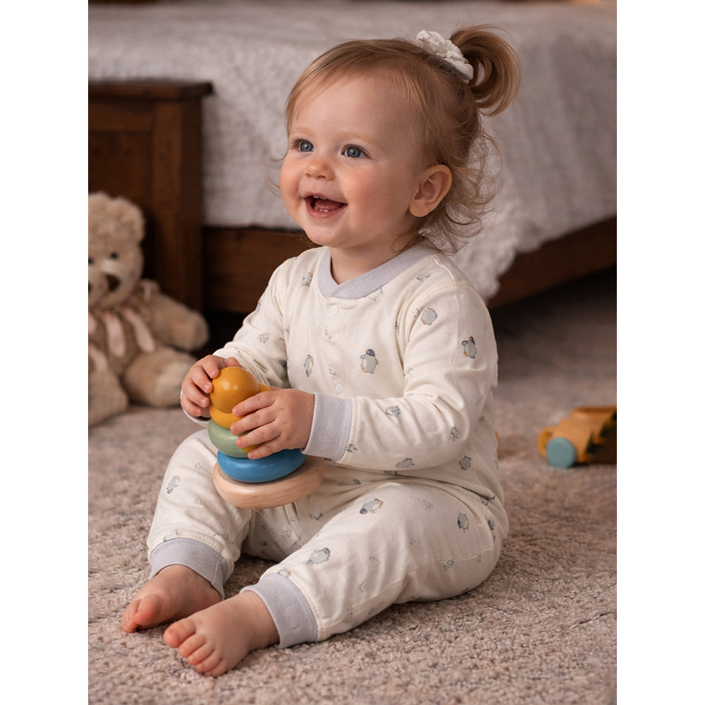 Small Penguins, Full Sleeves Jumpsuit Romper for Tiny Toddlers