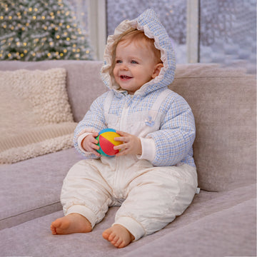 Blue Swan-Themed Winter Full Sleeves Jumpsuit Hoodie Romper for Tiny Toddlers