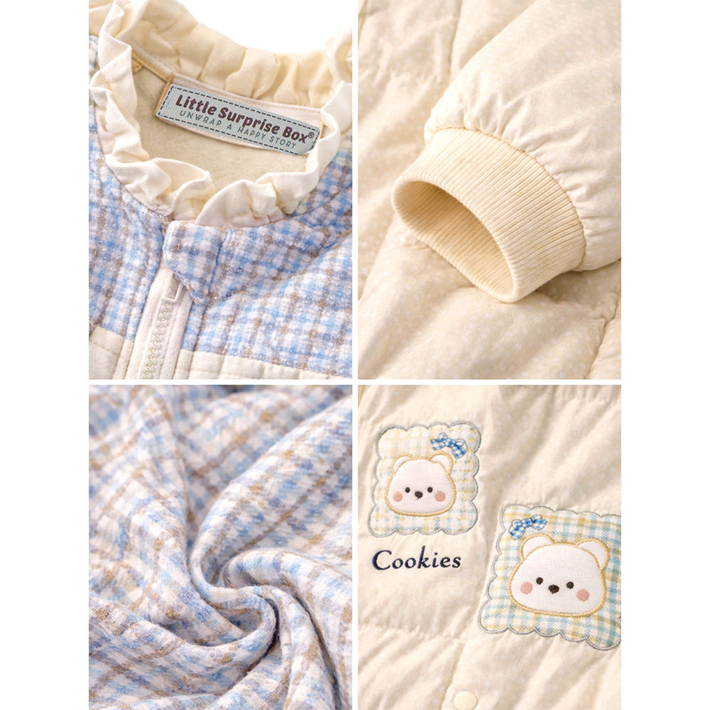 Blue Swan-Themed Winter Full Sleeves Jumpsuit Hoodie Romper for Tiny Toddlers