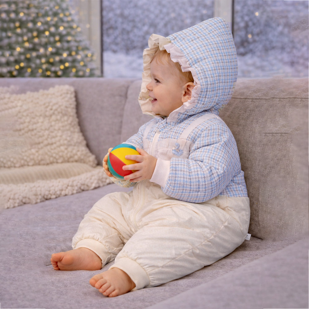 Blue Swan-Themed Winter Full Sleeves Jumpsuit Hoodie Romper for Tiny Toddlers