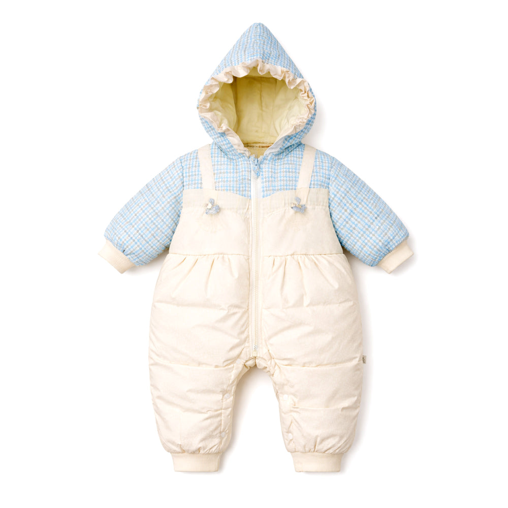 Blue Swan-Themed Winter Full Sleeves Jumpsuit Hoodie Romper for Tiny Toddlers