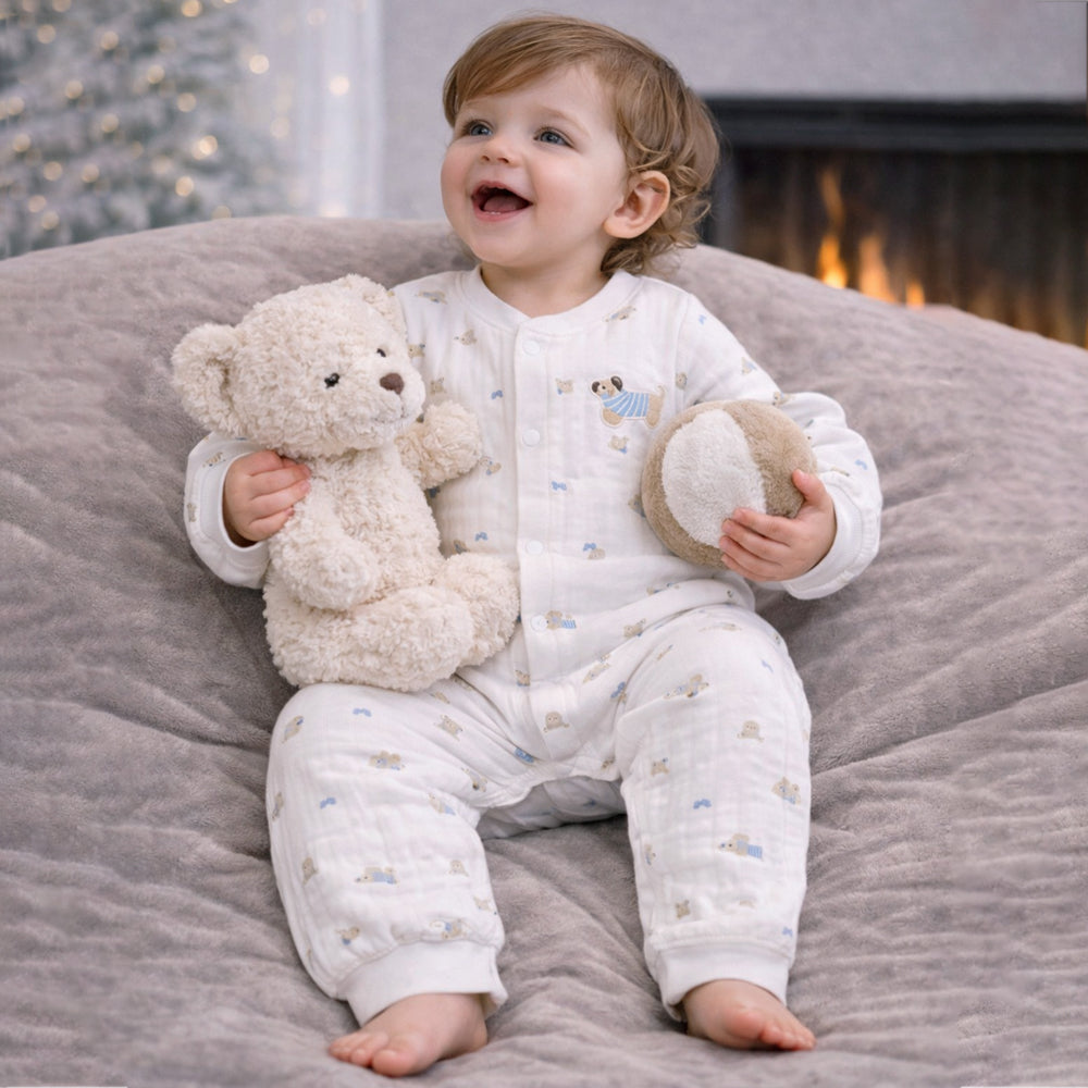 All-Over Dachshund, Full Sleeves Jumpsuit Hoodie Romper for Tiny Toddlers
