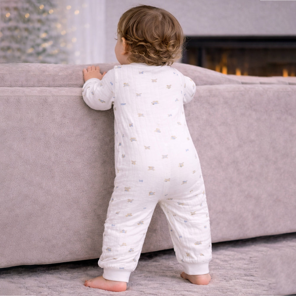 All-Over Dachshund, Full Sleeves Jumpsuit Hoodie Romper for Tiny Toddlers