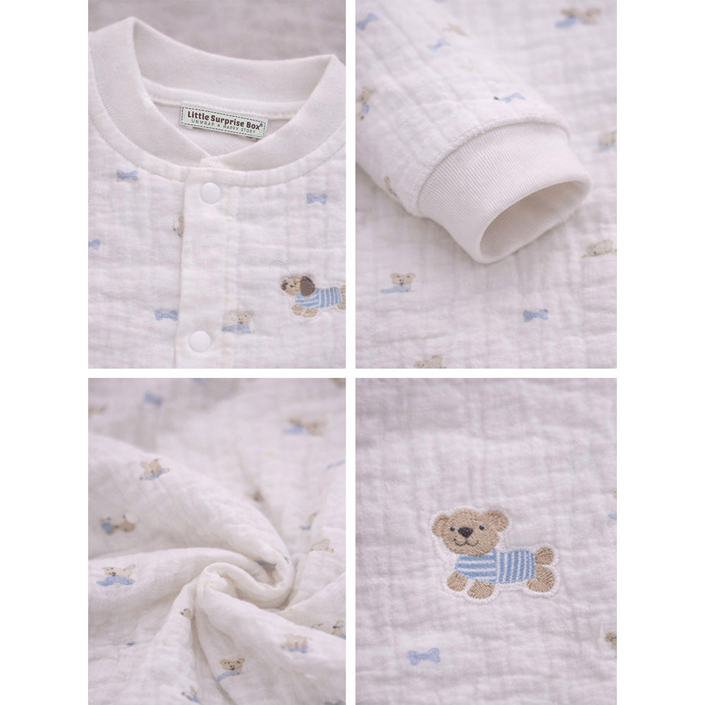 All-Over Dachshund, Full Sleeves Jumpsuit Hoodie Romper for Tiny Toddlers