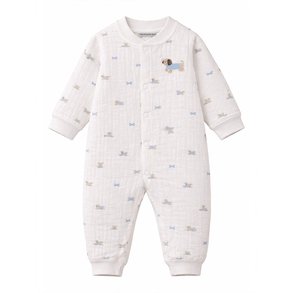 All-Over Dachshund, Full Sleeves Jumpsuit Hoodie Romper for Tiny Toddlers
