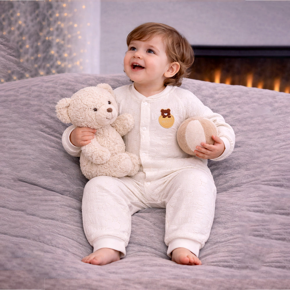 Hello Bear, Full Sleeves Jumpsuit Hoodie Romper for Tiny Toddlers