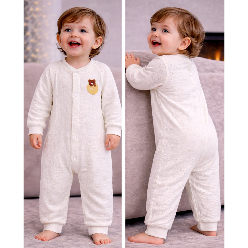 Hello Bear, Full Sleeves Jumpsuit Hoodie Romper for Tiny Toddlers