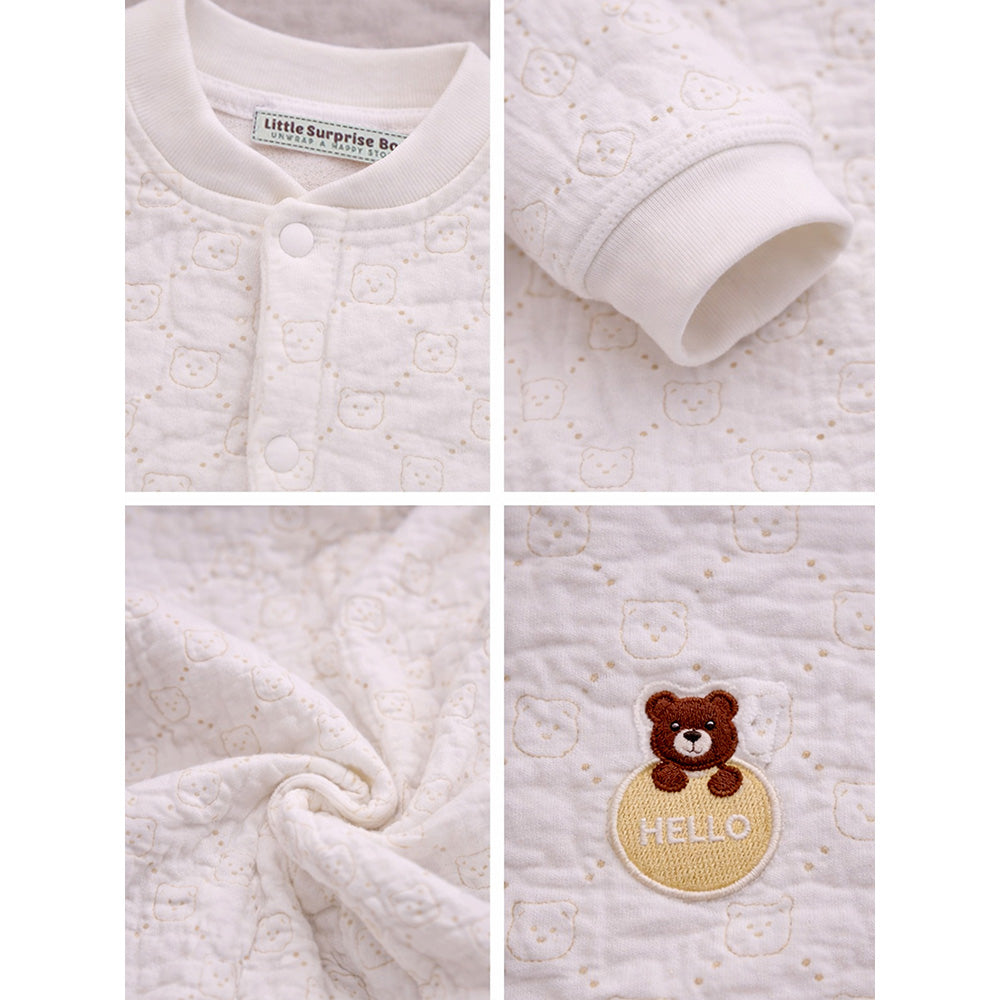 Hello Bear, Full Sleeves Jumpsuit Hoodie Romper for Tiny Toddlers
