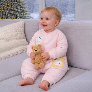 Peach Cookie Patch Winter Full Sleeves Jumpsuit Romper for Tiny Toddlers