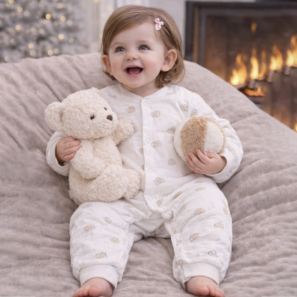 Teddy with Bubble Full Sleeves Jumpsuit Hoodie Romper for Tiny Toddlers
