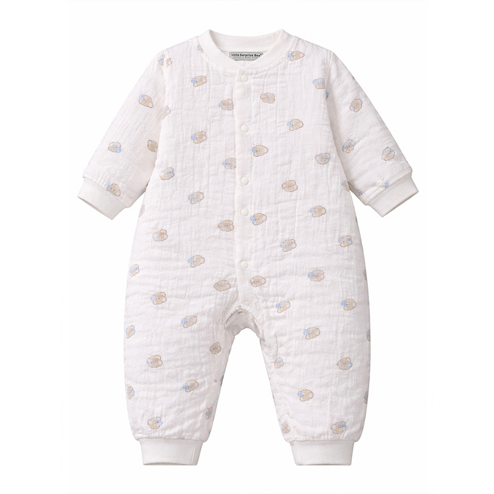 Teddy with Bubble Full Sleeves Jumpsuit Hoodie Romper for Tiny Toddlers