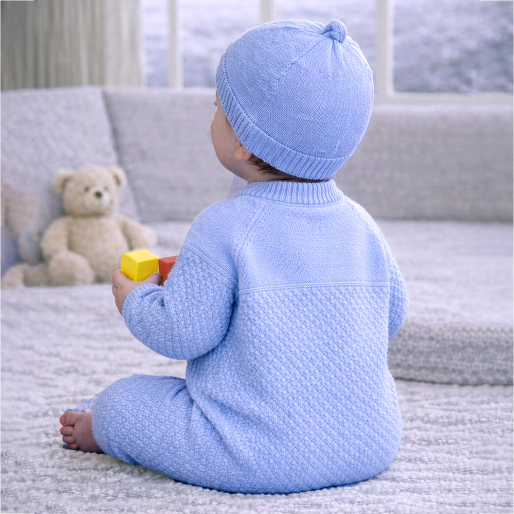 Blue Diamond Teddy Full Sleeves Jumpsuit Winter Romper with Cap for Tiny Toddlers