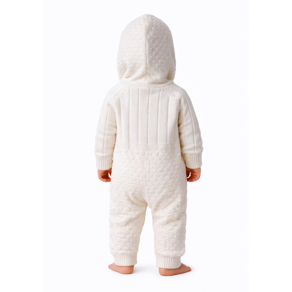 Ivory Crown Full Sleeves Jumpsuit Hoodie Winter Romper for Tiny Toddlers