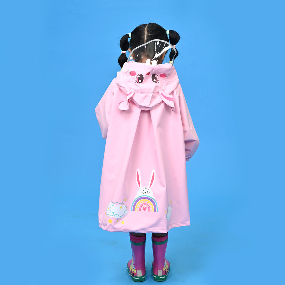 Baby Pink Rabbit Theme Raincoat for Kids