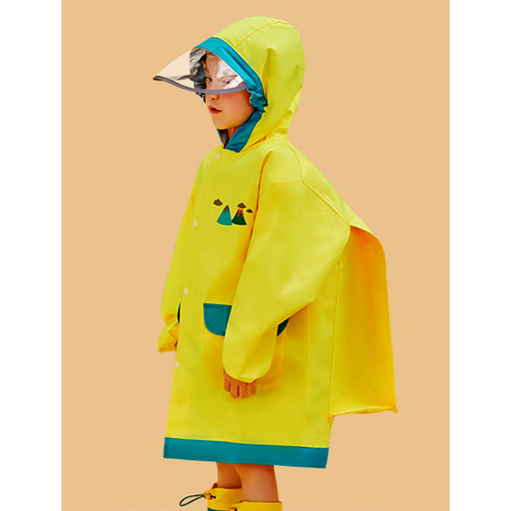 Bright Yellow Dino Raincoat for Adults & Teens