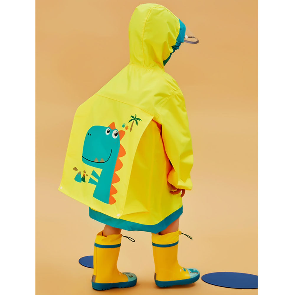 Bright Yellow Dino Raincoat for Adults & Teens