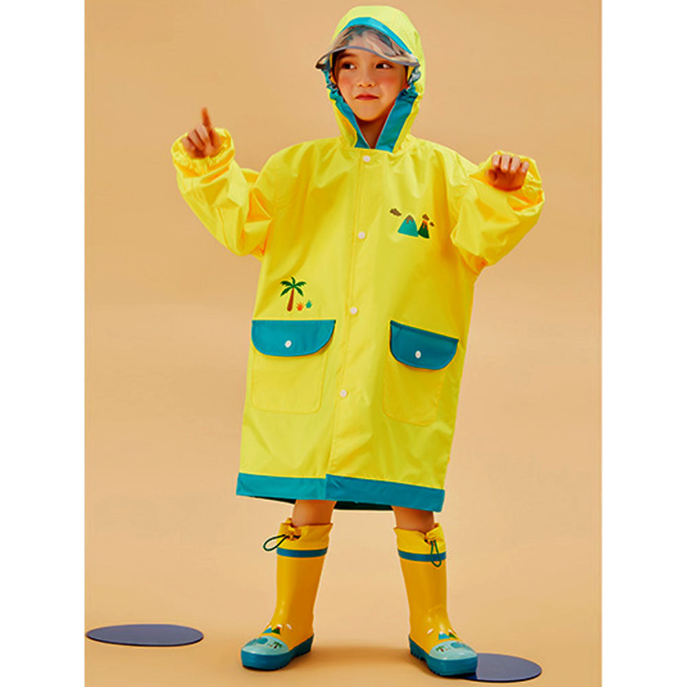 Bright Yellow Dino Raincoat for Adults & Teens
