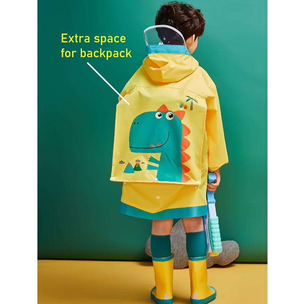 Bright Yellow Dino Raincoat for Adults & Teens