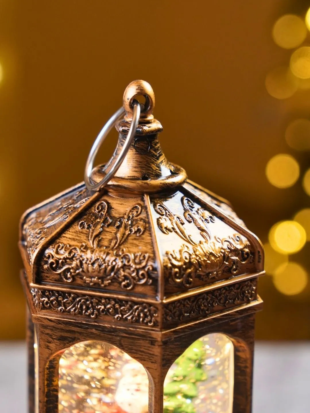 Santa Rotating Antique Lantern with Musical Glitter Water and Lights, Christmas Home Décor