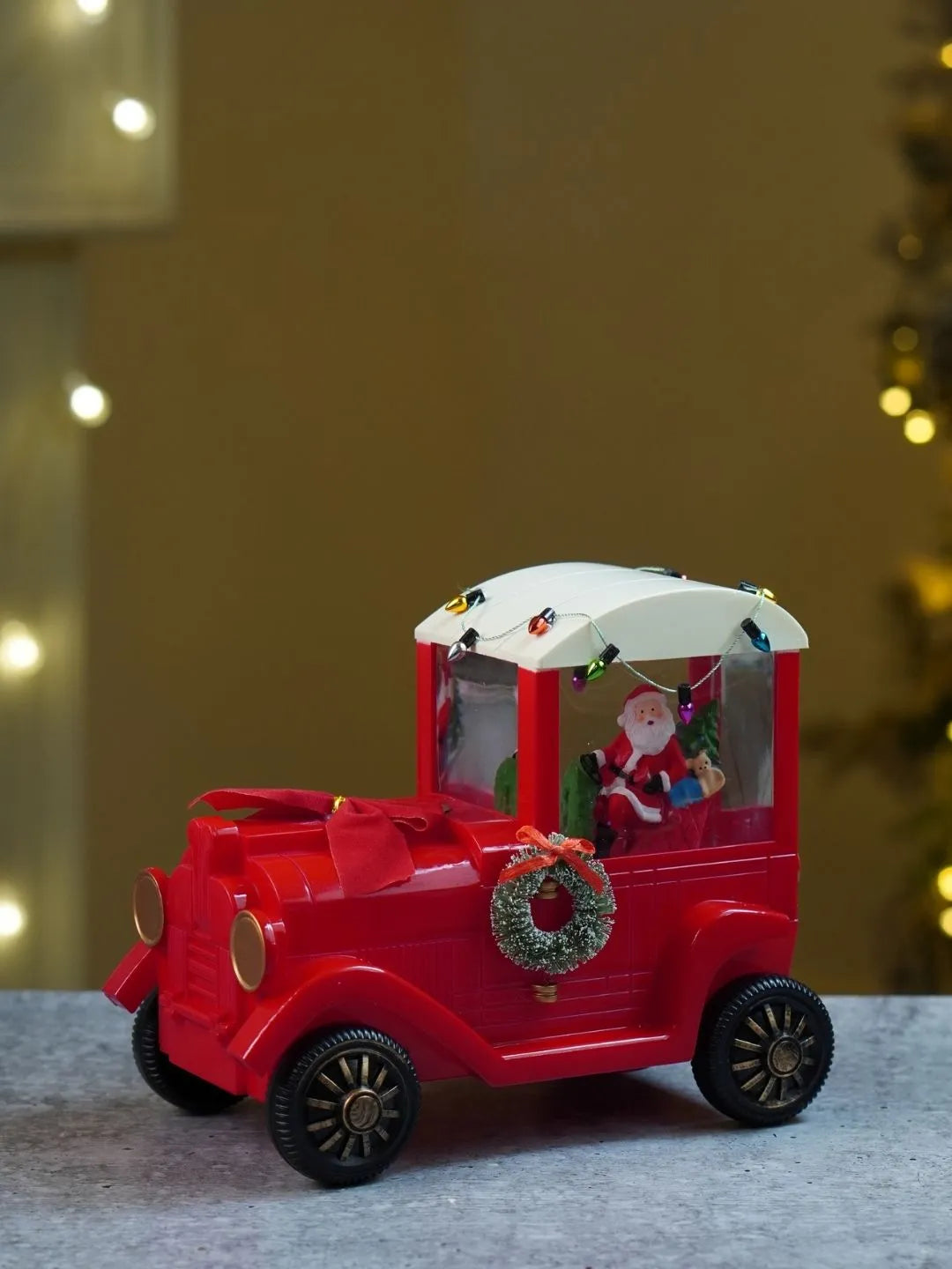 Santa Express Red Bow Truck, with Musical Glitter Water & Lights, Christmas Home Décor