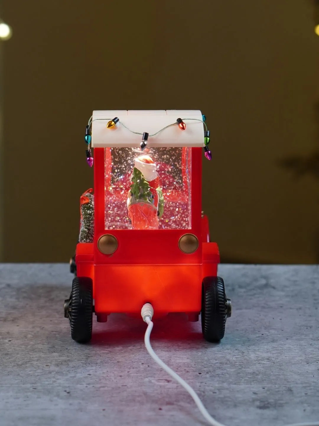 Santa Express Red Bow Truck, with Musical Glitter Water & Lights, Christmas Home Décor