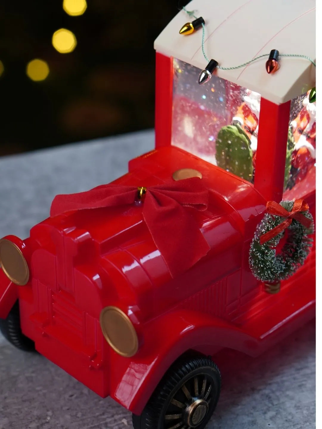 Santa Express Red Bow Truck, with Musical Glitter Water & Lights, Christmas Home Décor