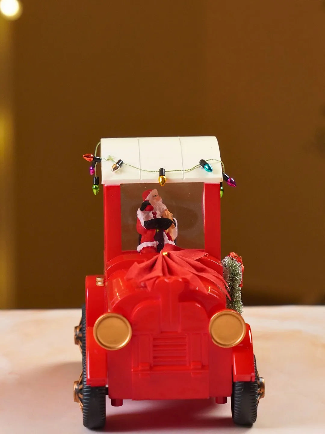 Santa with Ted, Red Bow Truck, with Musical Glitter Water & Lights, Christmas Home Décor