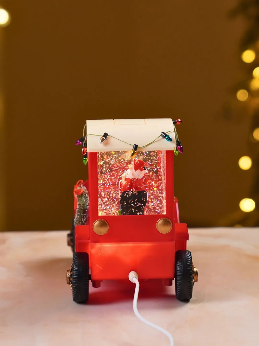 Santa with Ted, Red Bow Truck, with Musical Glitter Water & Lights, Christmas Home Décor