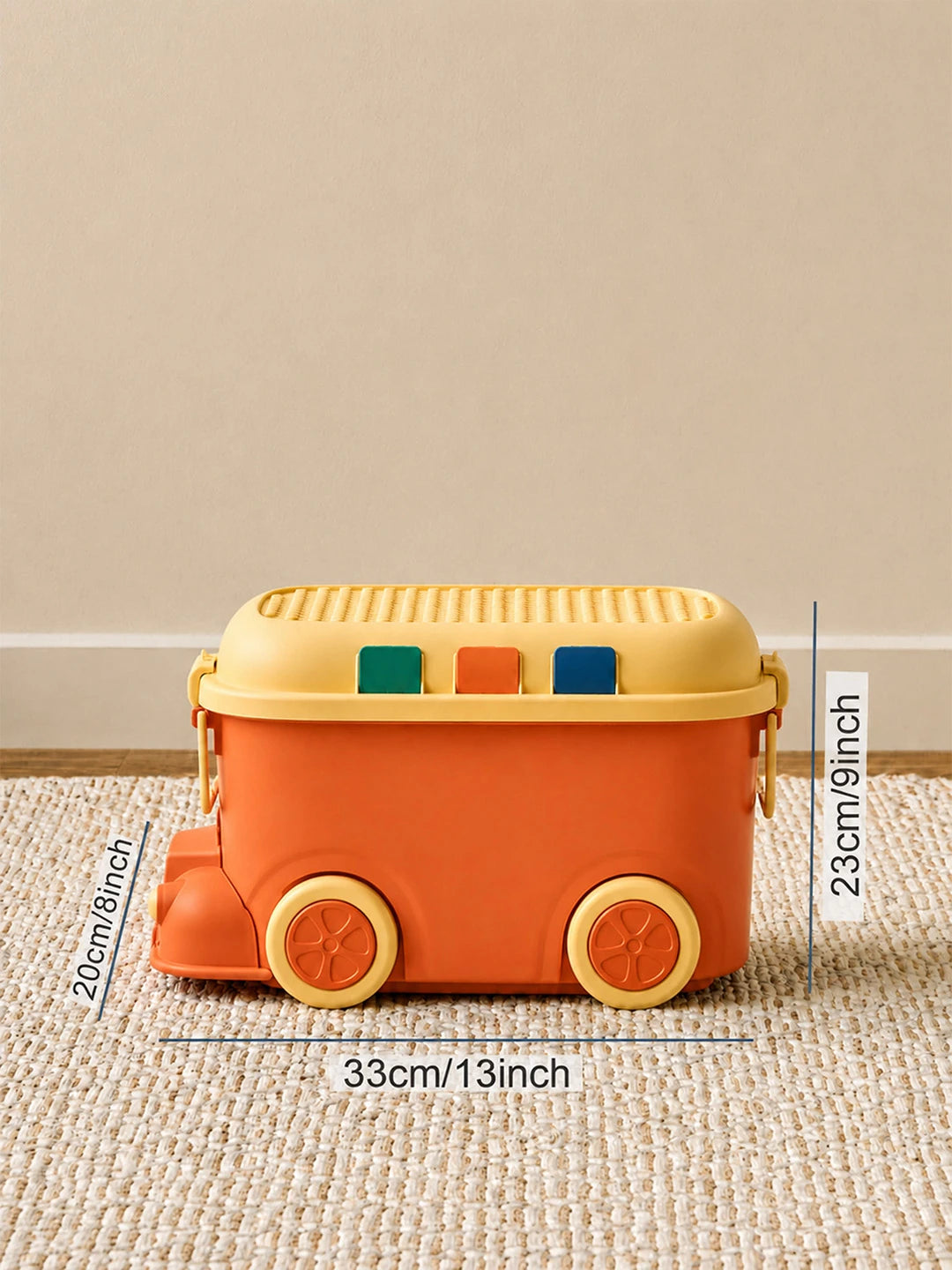 Orange Cartoon Toy Bus-Shaped Kids Mini Toys/Cars Storage Box