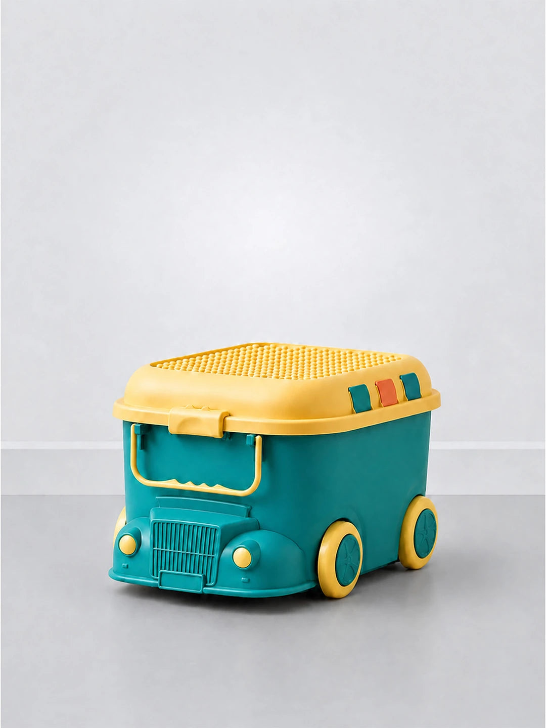 Teal Cartoon Toy Bus-Shaped Kids Mini Toys/Cars Storage Box
