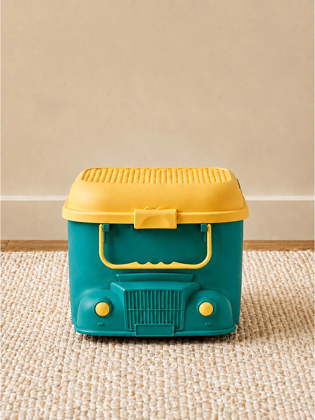 Teal Cartoon Toy Bus-Shaped Kids Mini Toys/Cars Storage Box