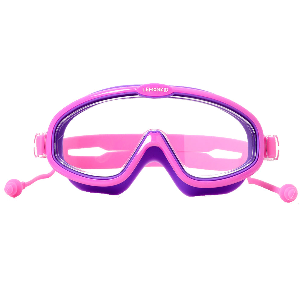 Pink Purple two border Anti Fog UV Protection Leakproof Design Swim Goggles for Kids, 4yrs  - 10yrs