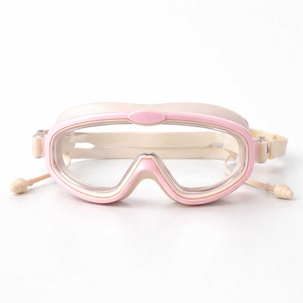 Pink White 2 Border Anti Fog UV Protection Leakproof Design Swim Goggles for Kids, 4yrs - 10yrs