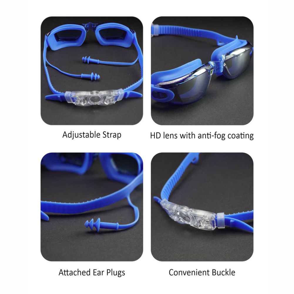 All Blue Eyelid Style Anti Fog UV Protection leakproof design Swim Goggles for Kids 10yrs and above